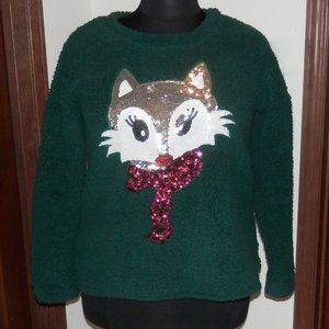 TIME AND TRU GREEN LONG  SLEEVE PULL OVER SWEATER * SIZE LARGE (12-14) *